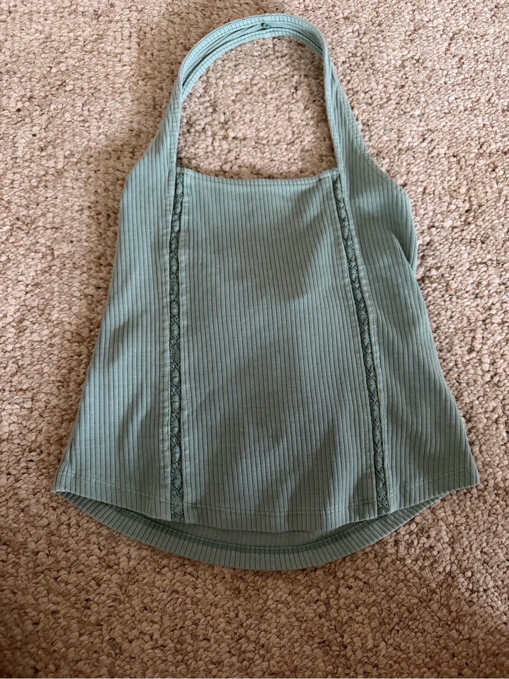 American Eagle Outfitters Ribbed Halter Camisole in Sage Green